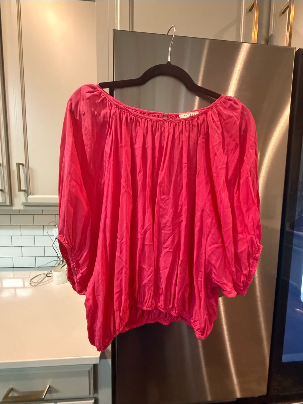Free People Hot Pink Peasant Off-Shoulder Tunic